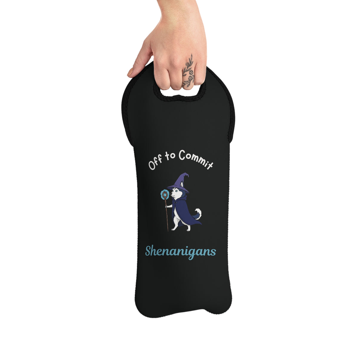Off to Commit Shenanigans Wine Tote Bag (Dark Design)